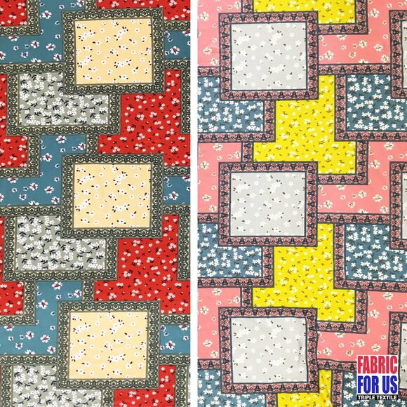 Flowers & Frames Allover Stretch Fabric 58" Wide - Picture 1 of 5